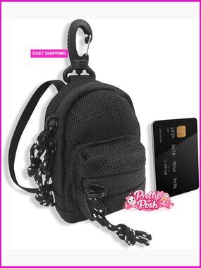 Nylon Coin Purse Keychain Wallet with Zipper, Mini Tactical Pouch